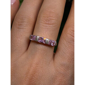925 Sterling Silver Pink Spinel Ring Size 9